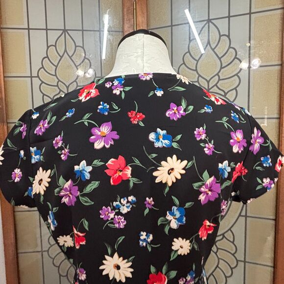 Vintage Esprit True Wrap Button Close Floral Mid Length Dress Size 7/8 - Picture 5 of 9